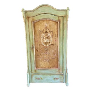Vintage Painted Armoire with Chinoiserie, 1920s For Sale