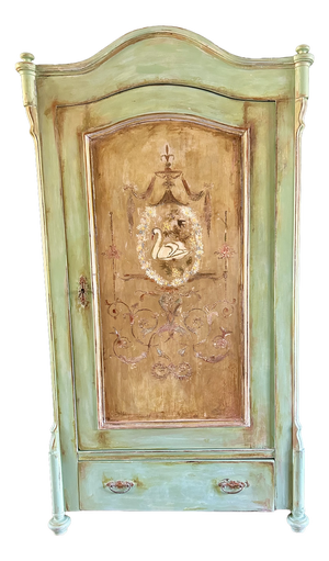 Vintage Painted Armoire with Chinoiserie, 1920s