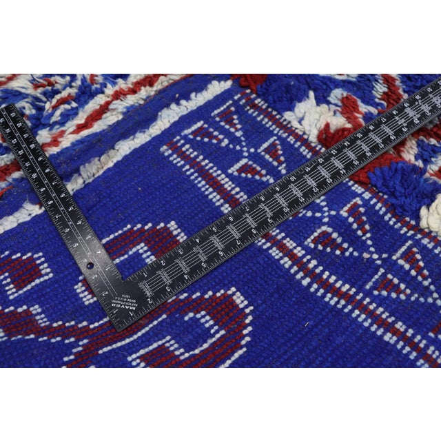 Late 20th Century Vintage Berber Blue Beni M'Guild Moroccan Rug - 06'06 X 11'09 For Sale - Image 5 of 9