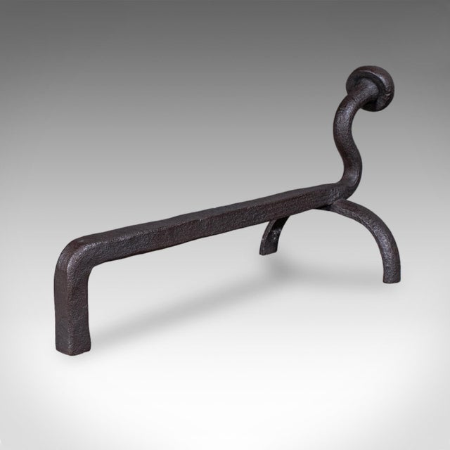 Pair of Antique Andirons, English, Wrought Iron, Fire Dog, Blacksmith, Victorian For Sale - Image 6 of 10