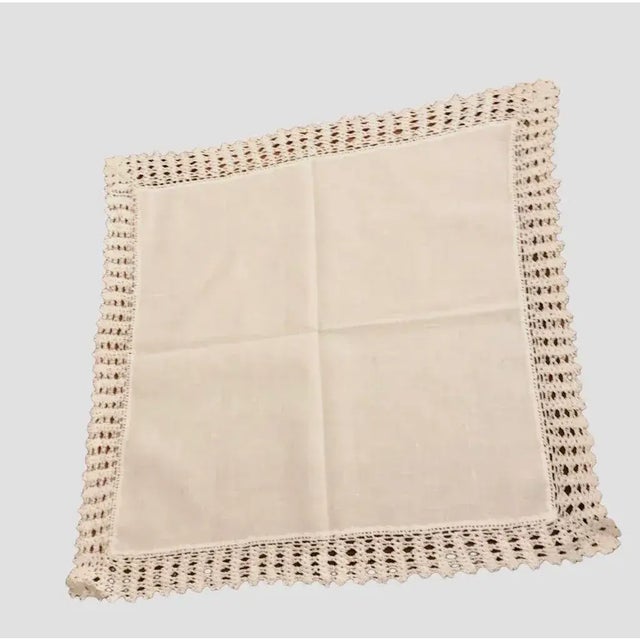 Vintage Gorgeous Hand Lace Trimmed Fancy Dinner Napkins- Set of 3 For Sale In Seattle - Image 6 of 15