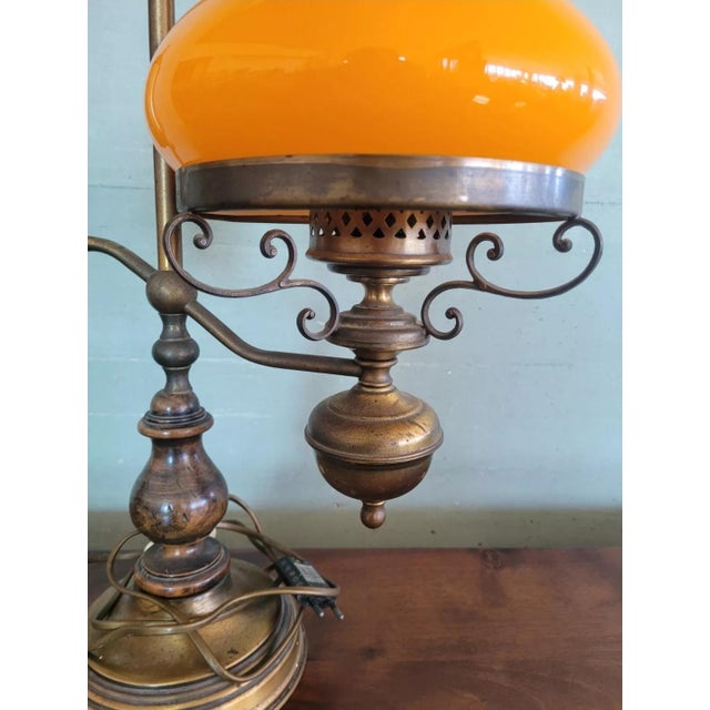 Ministerial Table Lamp with Orange Glass For Sale - Image 5 of 14