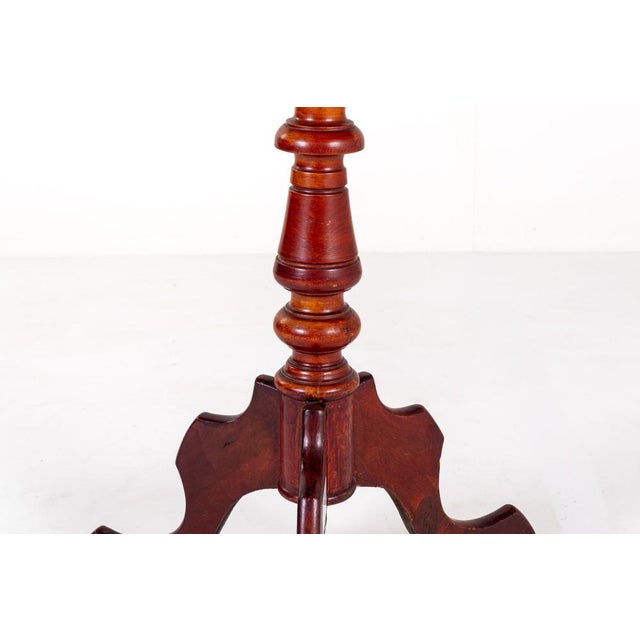 Wood Antique Mahogany Tripod Table: Scalloped Edge Wine Table, 1890s For Sale - Image 7 of 9