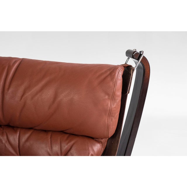 Vintage Highback Falcon Chairs in Cognac Leather by Sigurd Ressell for Vatne Møbler, 1970s, Set of 2 For Sale - Image 3 of 9
