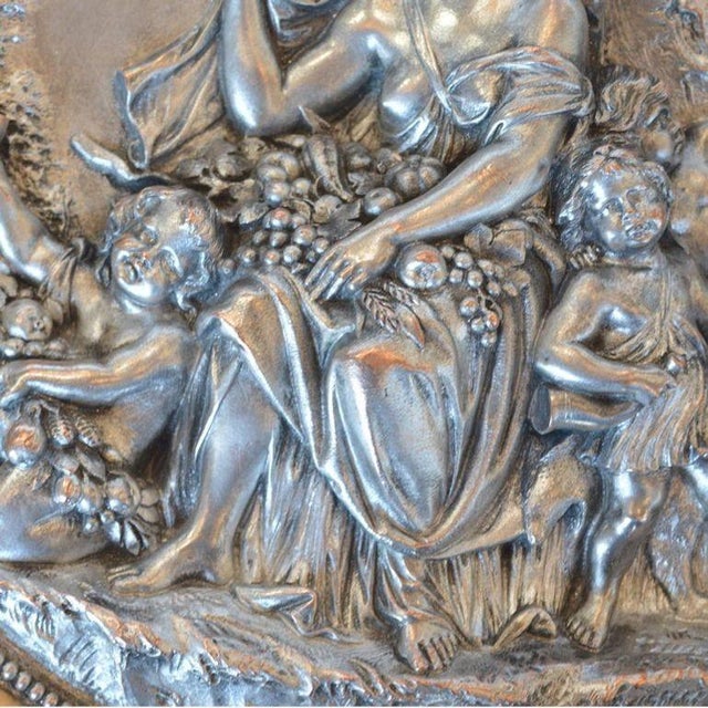 Pair of Italian Deep Relief Figural Metal Wall Plaques, Late 19th Century. For Sale - Image 9 of 12