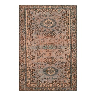 1970s Vintage Turkish Handmade Wool Cotton Brown Area Rug For Sale
