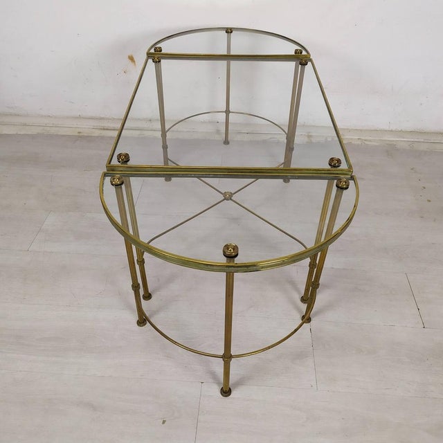 Gold-Plated Brass Ringed Side Tables, 1950s, Set of 3 For Sale - Image 9 of 18