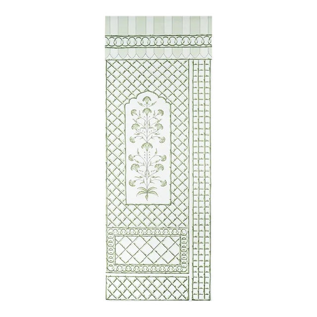 Schumacher x Marie-Anne Oudejans Bamboo Trellis Panel A in Green For Sale