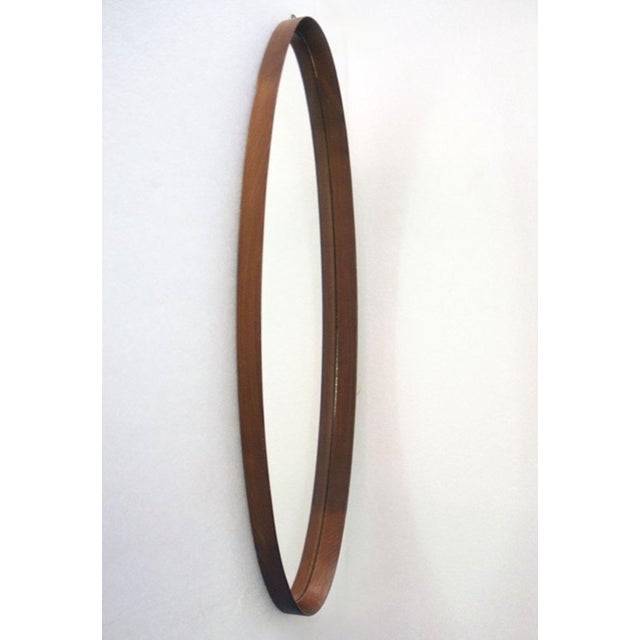 Oval Mirror with Wooden Frame, 1950s For Sale - Image 9 of 9