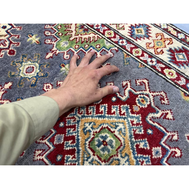 Textile Gray and Beige Kazak-Style Tribal Runner Rug, 2'8" X 6'3" For Sale - Image 7 of 16