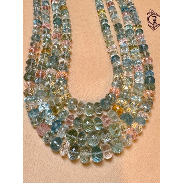 1000 Carat Natural Fine Aquamarine Bead Necklace, Four Strand in Metal Clasp For Sale In New York - Image 6 of 18