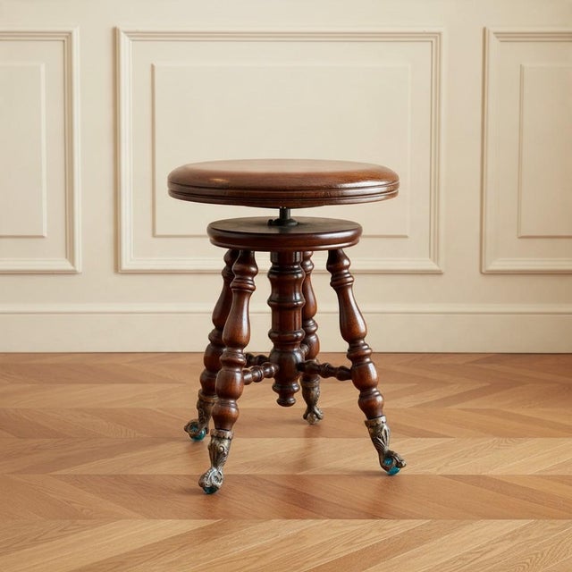 Antique Victorian piano stool attributed to The Charles Parker Company of Meriden, Connecticut, c. 1880–1910. Parker was...