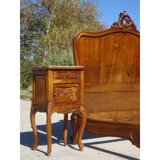 Wood Antique Louis XV Style Walnut Bed, 1890s For Sale - Image 7 of 18