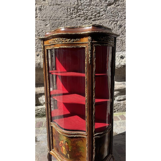Napoleon III Curved Display Case in Martin Varnish For Sale - Image 6 of 7