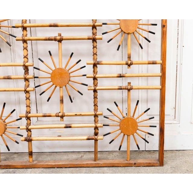 Vintage Rattan Screen with Sunburst, 1950s For Sale - Image 9 of 13