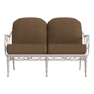 Brown Jordan Calcutta Loveseat, Dove frame with Fusion Moccasian fabric For Sale