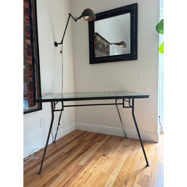 Metal Vintage Mid-Century Architectural Wrought Iron Desk/Table For Sale - Image 7 of 8