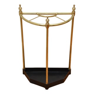 Vintage Demi Lune Umbrella Stand in Brass, 1940 For Sale