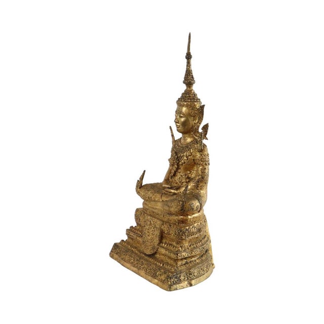 Thai Artist, Large Bronze Buddha, 1800s, Bronze and Gold Leaf For Sale - Image 5 of 12