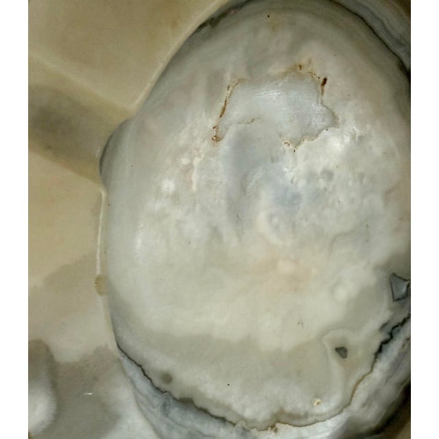 Large Round Vintage Ashtray, Vide Poche in White Onyx Marble in the Style of Angelo Mangiarotti, Italy, 1970s For Sale - Image 10 of 12