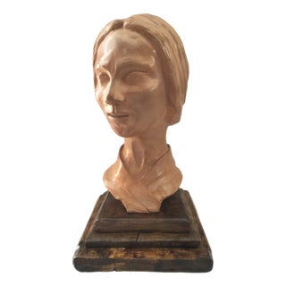 Statue Sculpture in Raw Earth of Woman, 1980s For Sale