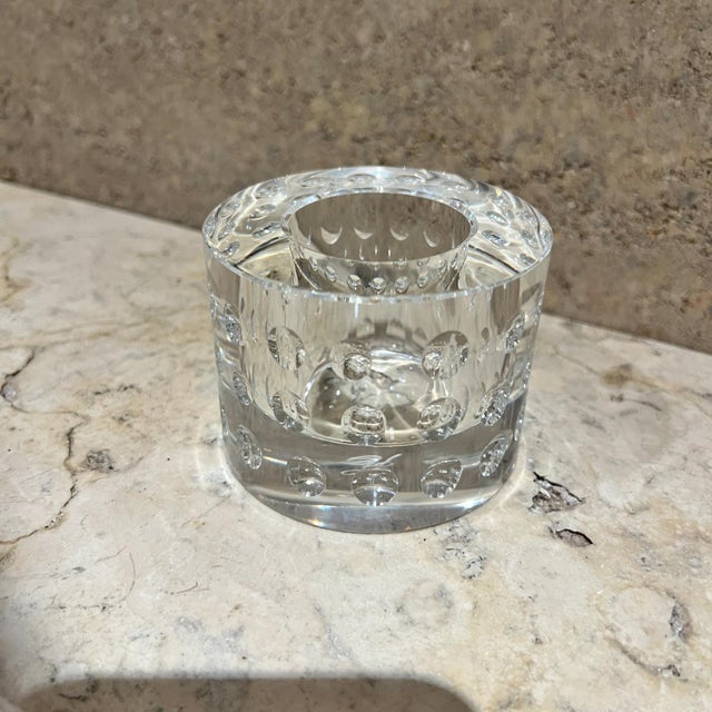 Late 20th Century Oleg Cassini Crystal Candle Holder Bubble Glass Votive For Sale - Image 5 of 6