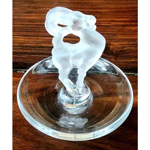 1970s Lalique French Fine Crystal Big Horn Ram Dish For Sale - Image 5 of 10