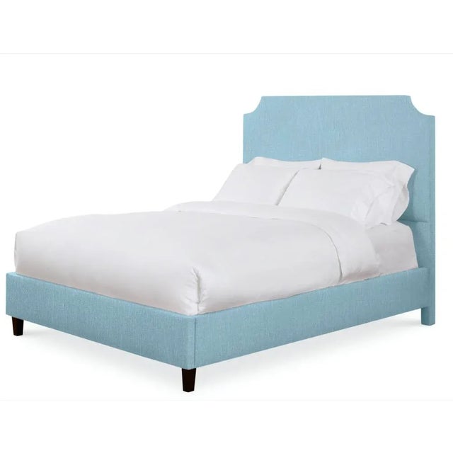 Casa Cosima Reagan King Headboard, Mosaic Blue Linen For Sale - Image 4 of 5