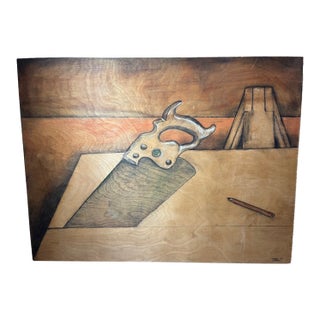Frederick S. Wight Painting on Board “Saw” For Sale