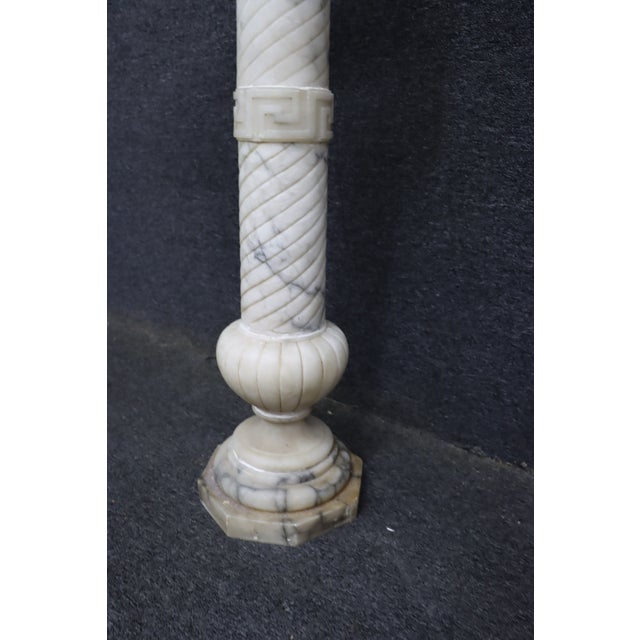 White Italian Carved White Marble Pedestal Stand With Swivel Top For Sale - Image 8 of 9