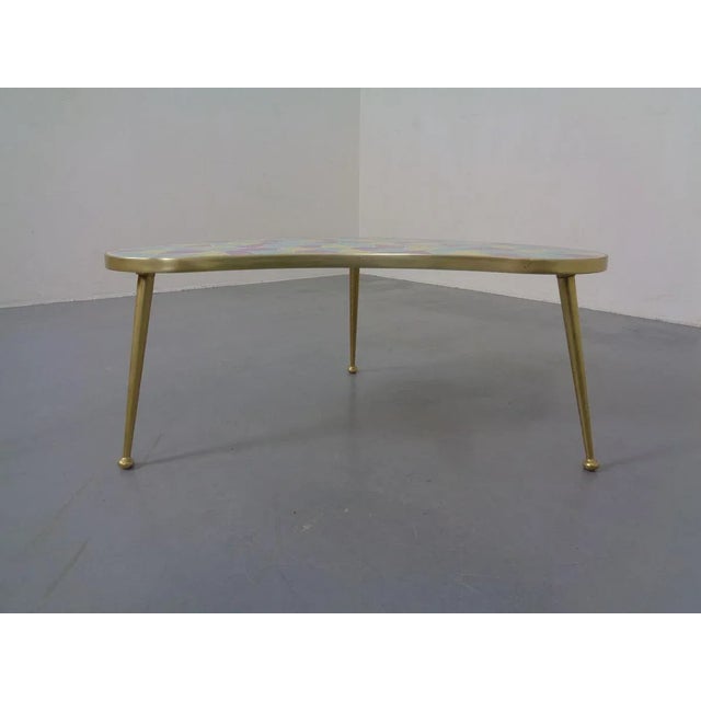 Wood German Ceramic Metal & Mosaic Kidney Side Table, 1950s For Sale - Image 7 of 18