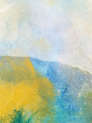"Sunsplash" Original Abstract Canvas Print in Blue and Yellow by KR Moehr