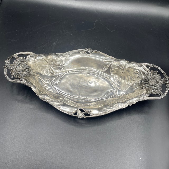 Metal 1950s Pairpoint Lotus Silverplate Serving Dish For Sale - Image 7 of 7