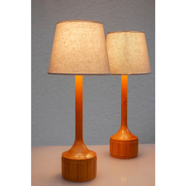 Vintage Scandinavian Oak Table Lamps from Elpe, Set of 2 For Sale - Image 6 of 15