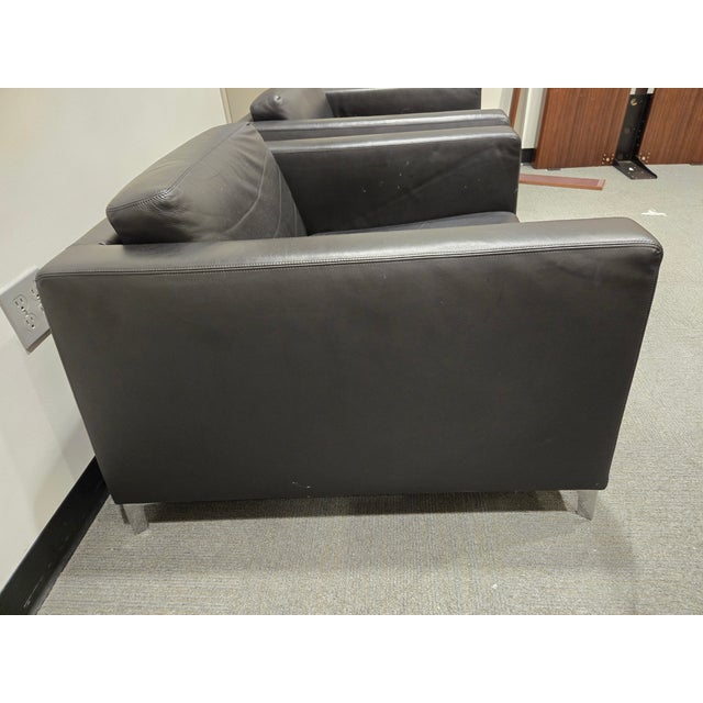 2010s Bernhardt Design Calibra .02 Lounge Chair in Black Leather - A Pair For Sale - Image 5 of 8