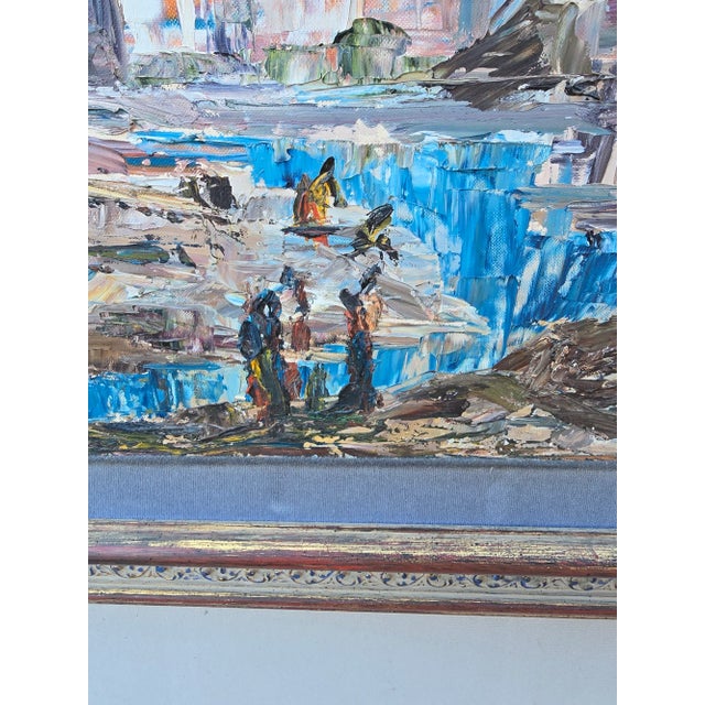 Baby Blue French Scene Oil Painting For Sale - Image 8 of 8