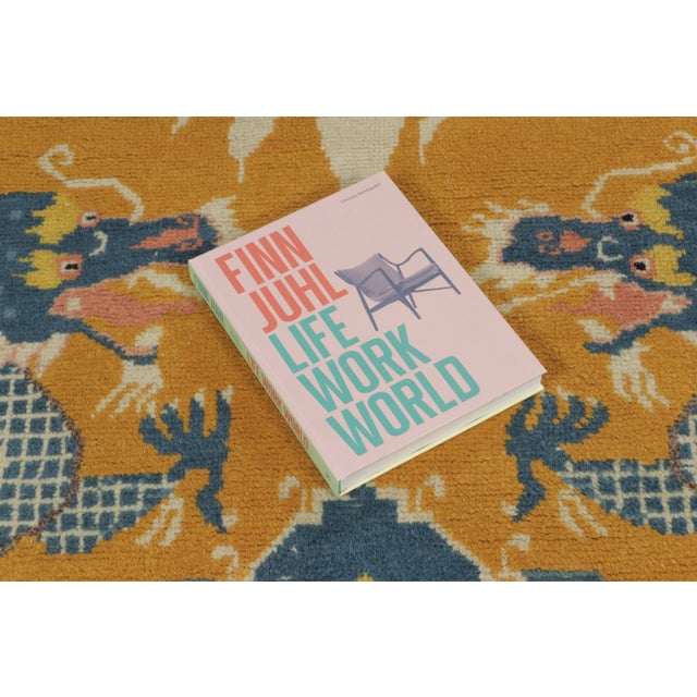 Gold Antique Chinese Ningxia Wool Pillar Runner by Rug & Kilim, Dragon, 1920–1939 For Sale - Image 8 of 9