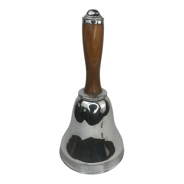 Vintage Chrome and Wood Bell Form Cocktail Shaker For Sale