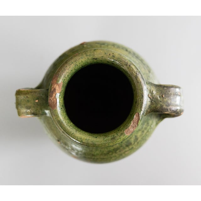 19th Century French Green Glazed Terracotta Olive Jar Urn Vase For Sale In Houston - Image 6 of 9