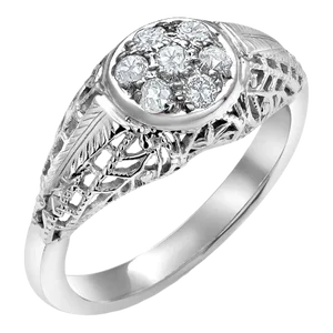 Vintage Filigree Diamond 0.25 Carat Eighteen Karat Gold Band Ring Size 5.25