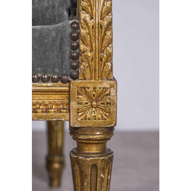 French Louis XVI Giltwood Wing Chair For Sale - Image 11 of 18
