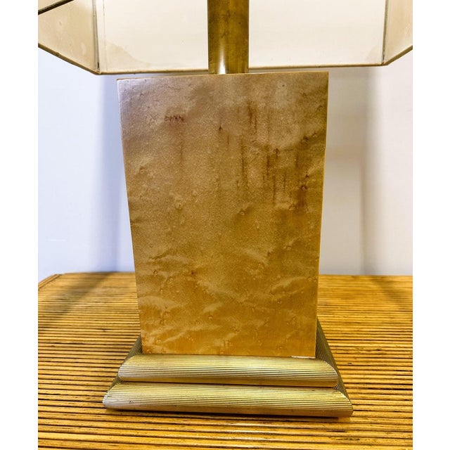 Vintage Burlwood Rectangular Table Lamp, France, 1980s For Sale - Image 3 of 7