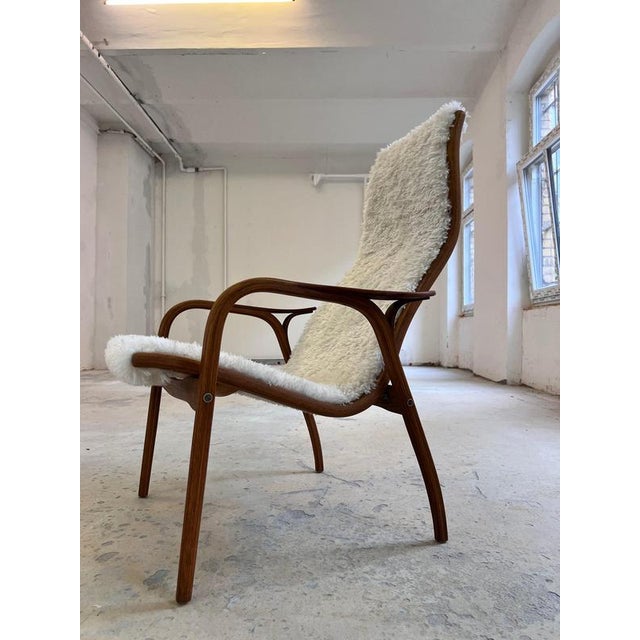 Lamino Armchair with Fur Upholstery by Yngve Ekström for Swedese For Sale - Image 3 of 11