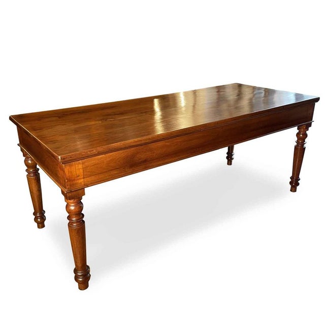 Rectangular Walnut Dining Table with Drawers, 1800s For Sale - Image 3 of 11