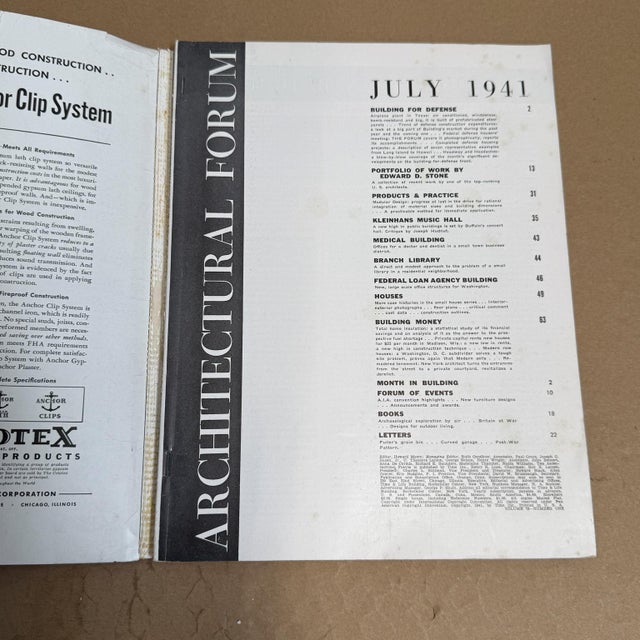 The Architectural Forum July 1941 spiral bound magazine of building and architecture Time Inc publisher 9 .19 W x 11.88 H...