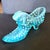Vintage, older pre-logo, Fenton glass shoe or slipper. Light blue, turquoise color art glass with hobnail details and a...