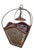 Baroque Hanging Lantern in Acid-Etched Glass and Bordeaux Sheet Metal, 1890s For Sale