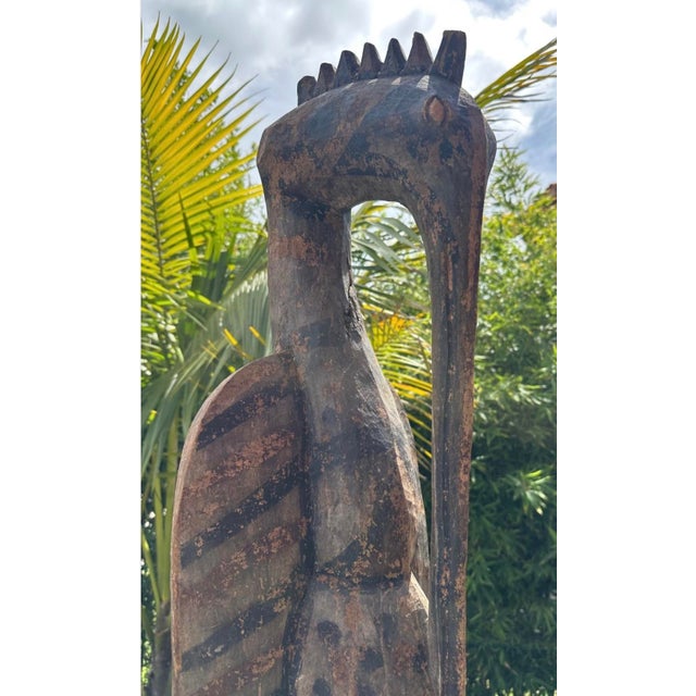 Antique Senufo Hornbill Sculpture (Porpianong), Côte D’Ivoire – 40” Tall For Sale - Image 15 of 18
