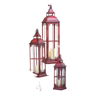Ornamental Metal Floor Lantern (Set of 3) For Sale