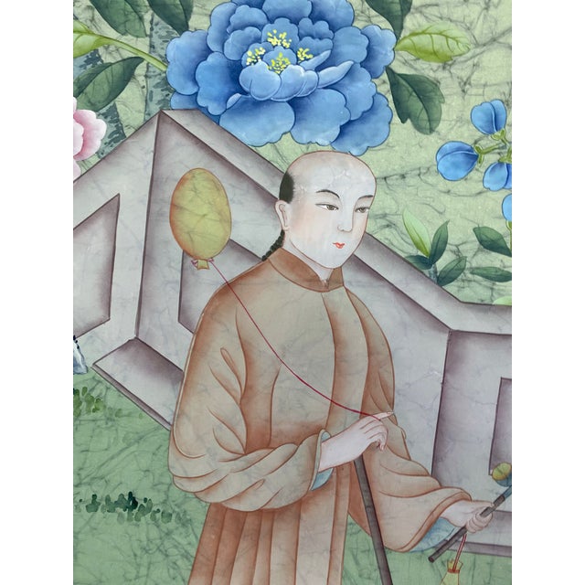 W36"*h90"/Panel, a Set of 18th Century Vintage Style Hand-Painted Chinoiserie Silk Wallpaper, Chinoiserie Panels , No Frame For Sale - Image 12 of 12